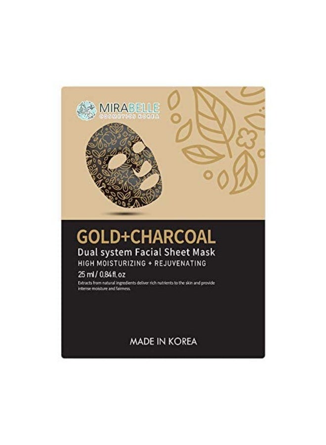 Mirabelle Korea GOLD+CHARCOAL DUAL SYSTEM Facial Sheet Mask 25Ml (PACK OF 5) - Image 2