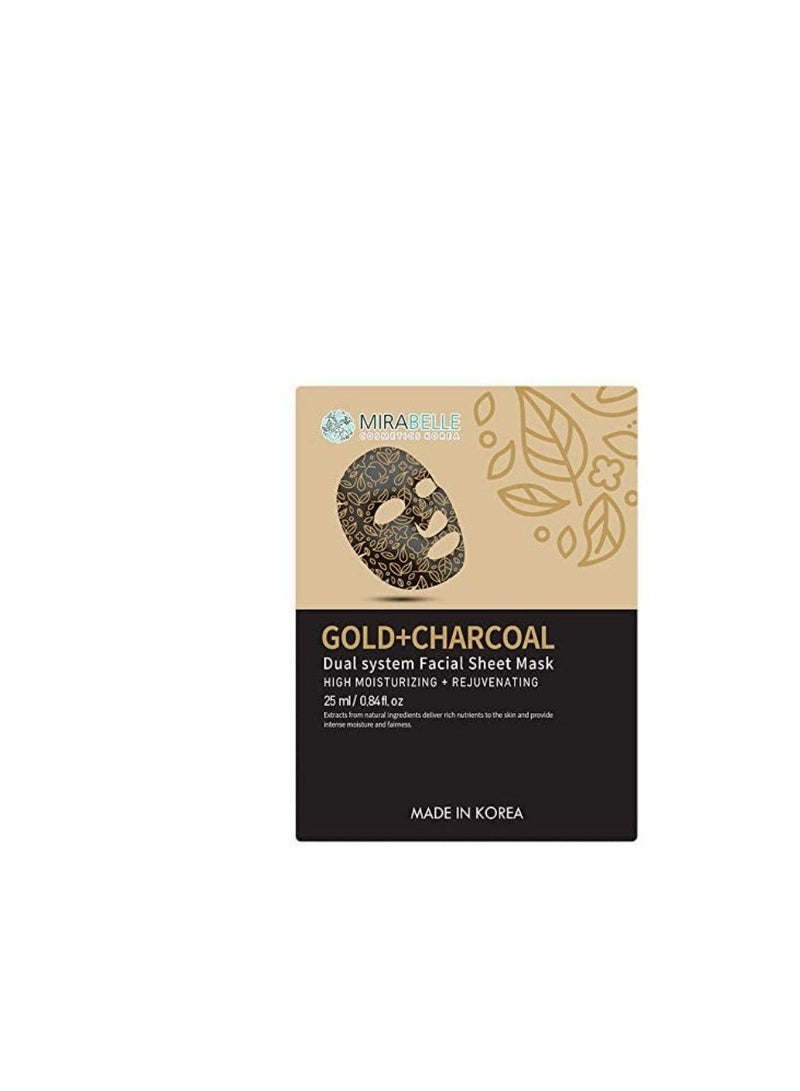 Mirabelle Korea GOLD+CHARCOAL DUAL SYSTEM Facial Sheet Mask 25Ml (PACK OF 5) - Image 3