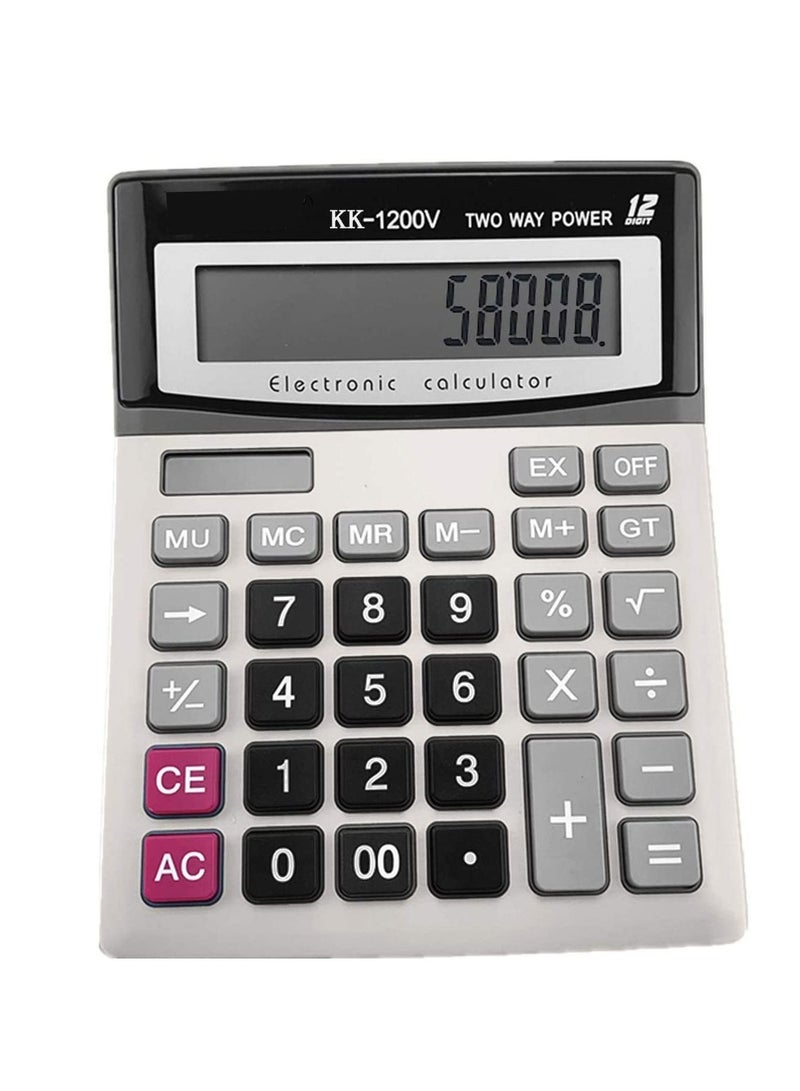 Excefore Solar Battery Desktop Calculator Large Dual Power Standard Function Business Calculator with 12 Digit Large LCD Display Convenient for Student Office, Home, Market  - Image 1