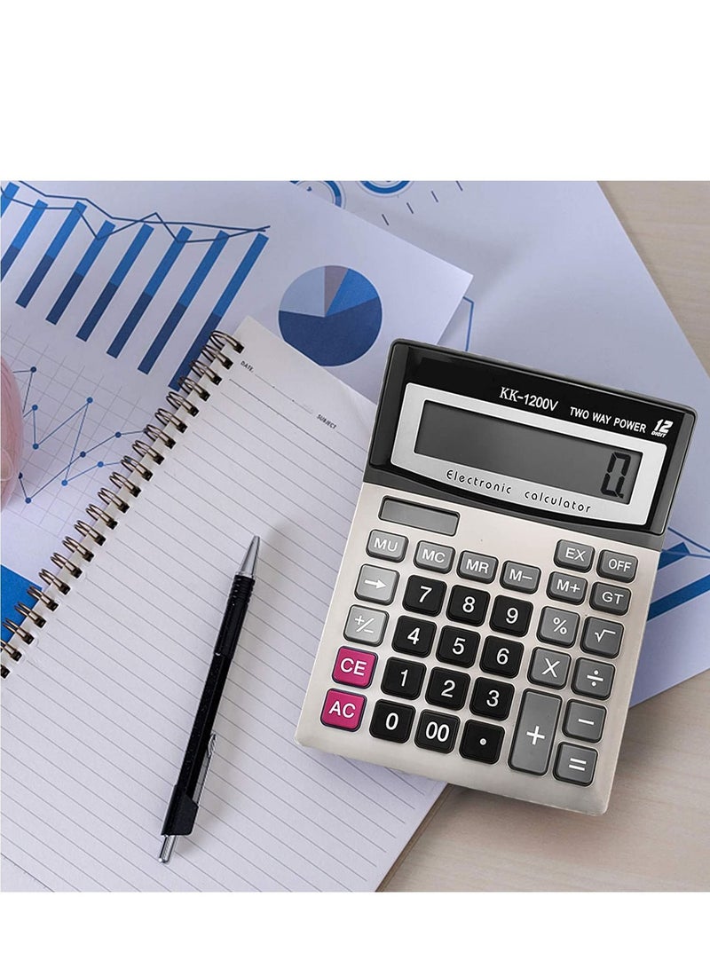 Excefore Solar Battery Desktop Calculator Large Dual Power Standard Function Business Calculator with 12 Digit Large LCD Display Convenient for Student Office, Home, Market  - Image 4