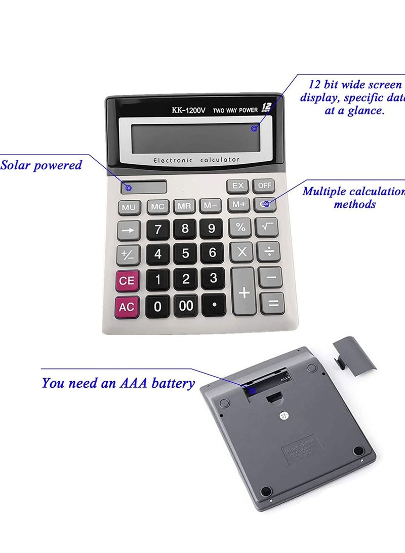 Excefore Solar Battery Desktop Calculator Large Dual Power Standard Function Business Calculator with 12 Digit Large LCD Display Convenient for Student Office, Home, Market  - Image 5