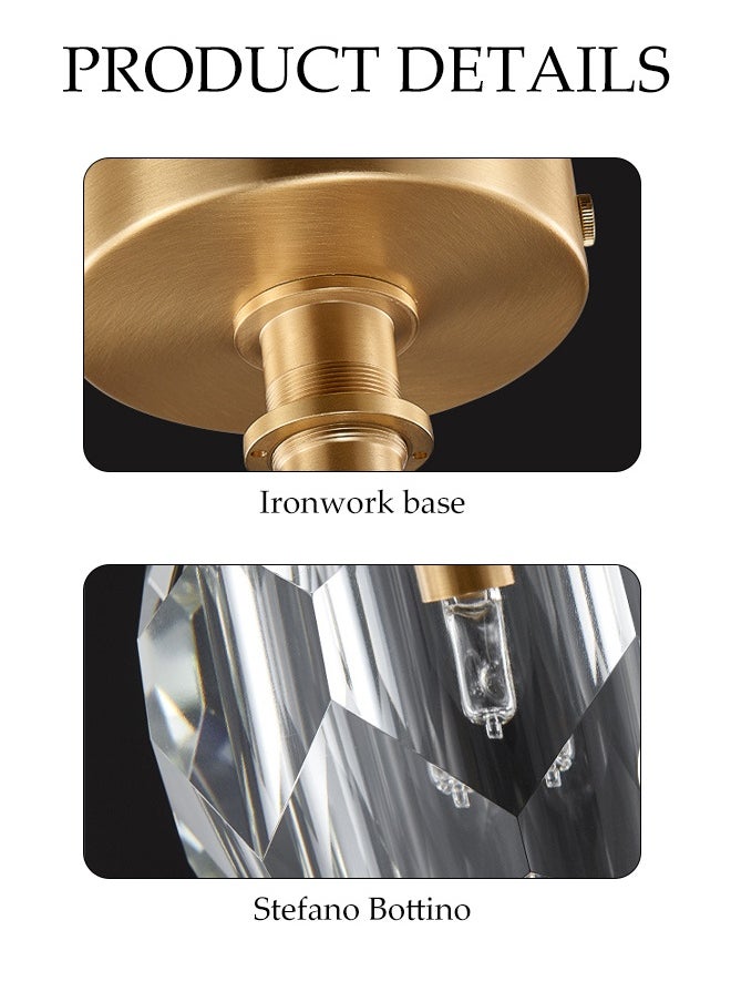 DUNISO Crystal Ceiling Lamp, Cloakroom Lighting, Copper Yellow Warm Light Round Chandelier, Suitable For Balcony Corridor Entrance Restaurant Living Room Study Bedroom, Corridor, Ceiling Decoration  - Image 4