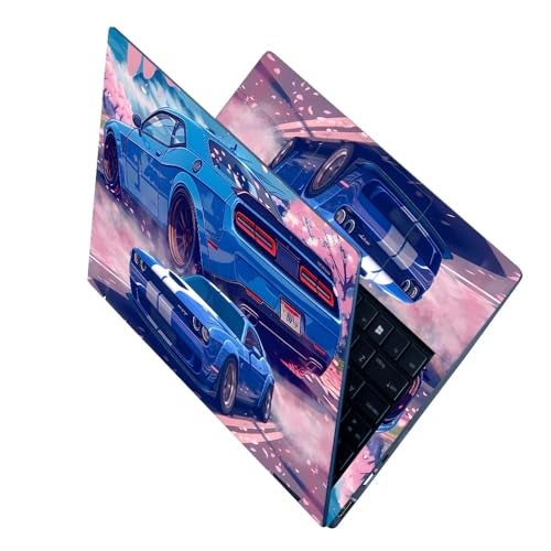 Techfit Full Body Laptop Skin Upto 15.6 inch Sticker Compatible for Dell/HP/Lenovo/Acer/Asus All Laptop Size Upto 14 to 15.6 Inch - Dodge Challenger Blue Muscle - Image 1