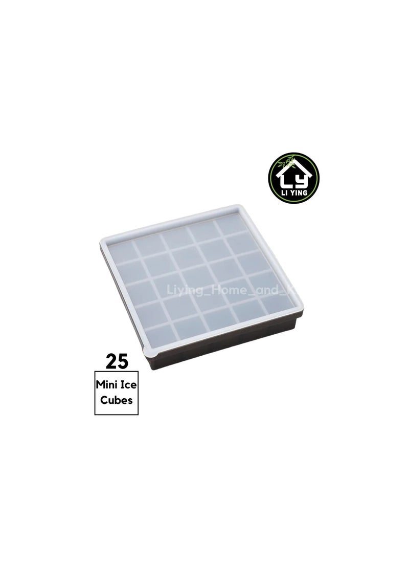 Generic - Liying Reusable 2cm Ice Cube Trays, Easy Release Silicone Square Ice Sphere Tray with Lids & Funnel for Whiskey, Cocktails (25 Square Ice Cube in 1 Tray) - Image 1