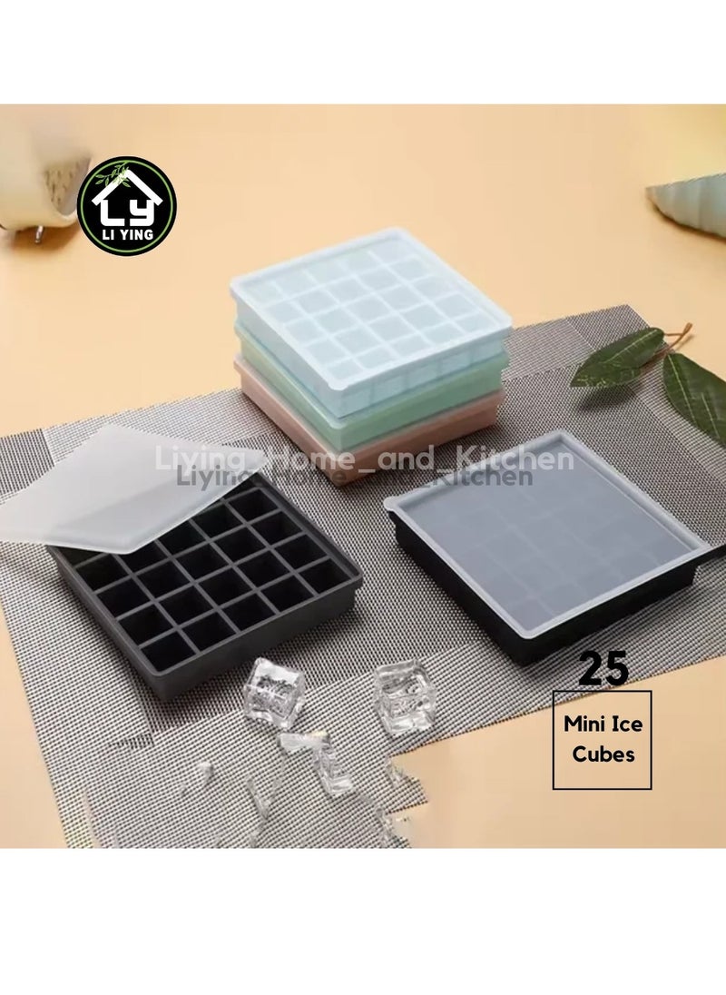 Generic - Liying Reusable 2cm Ice Cube Trays, Easy Release Silicone Square Ice Sphere Tray with Lids & Funnel for Whiskey, Cocktails (25 Square Ice Cube in 1 Tray) - Image 1