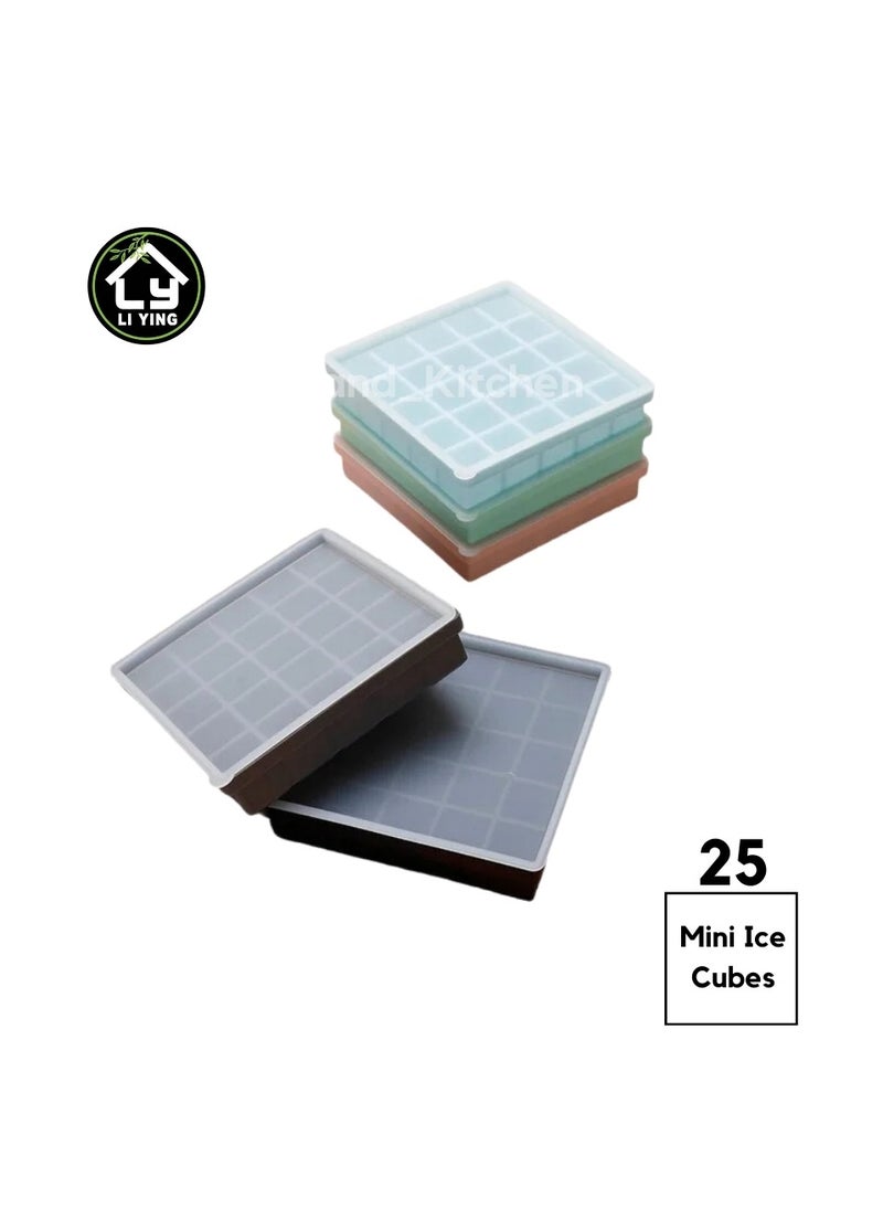 Generic - Liying Reusable 2cm Ice Cube Trays, Easy Release Silicone Square Ice Sphere Tray with Lids & Funnel for Whiskey, Cocktails (25 Square Ice Cube in 1 Tray) - Image 1