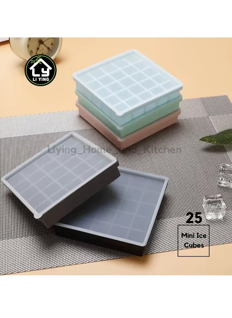 Generic - Liying Reusable 2cm Ice Cube Trays, Easy Release Silicone Square Ice Sphere Tray with Lids & Funnel for Whiskey, Cocktails (25 Square Ice Cube in 1 Tray) - Image 1