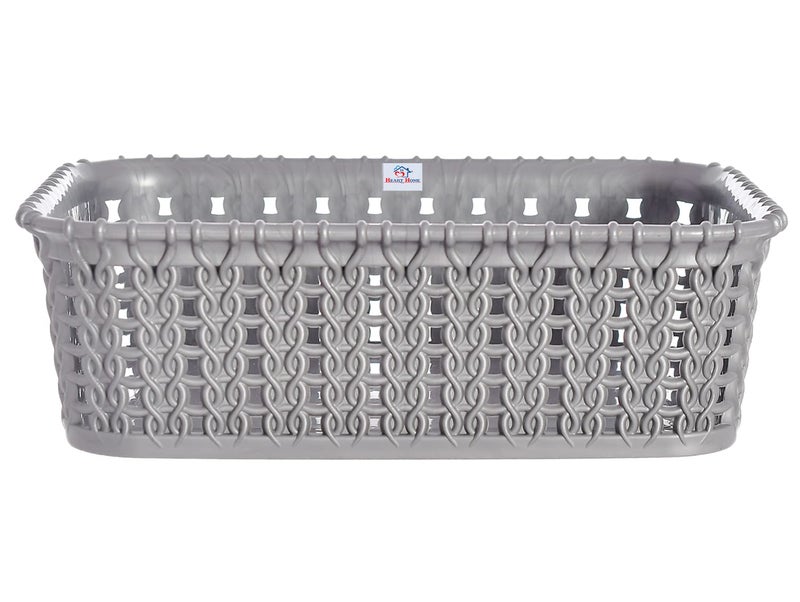 Kuber Industries Heart Home Multiuses Small M 15 Plastic Tray/Basket/Organizer Without Lid- Pack of 4 (Grey) -46HH0123 - Image 3