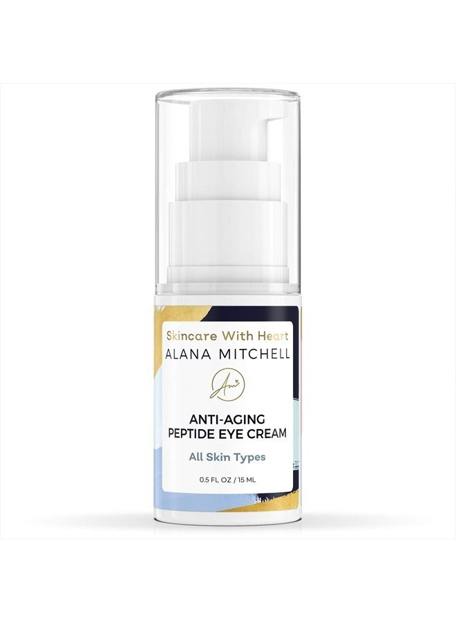 Alana Mitchell Anti-Aging Peptide Under Eye Cream – Peptide Eye Cream for Hydrated & Firm Skin – Under Eye Cream for Dark Circles and Puffiness – Anti Aging Eye Cream for Crows Feet & Fine Lines (0.5 oz/15 ml) - Image 1