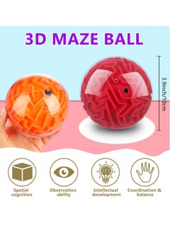 SYOSI 4 Pieces 3D Maze Ball Maze Puzzle Ball Magic Brain Teasers Games Sphere Educational Puzzle Toys Maze Puzzle Cube Ball for Adults and Students Teens and Hard Challenges Game Lover  - Image 2