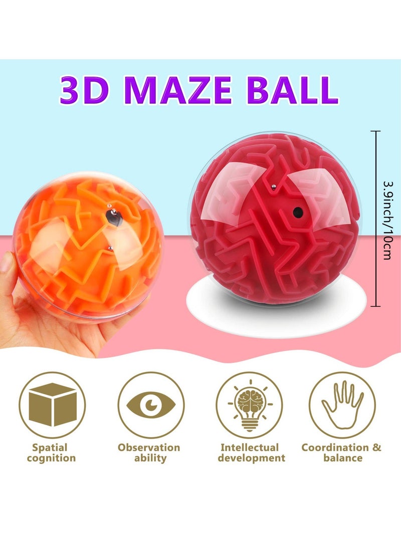 SYOSI 4 Pieces 3D Maze Ball Maze Puzzle Ball Magic Brain Teasers Games Sphere Educational Puzzle Toys Maze Puzzle Cube Ball for Adults and Students Teens and Hard Challenges Game Lover - Image 2