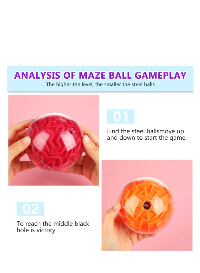 SYOSI 4 Pieces 3D Maze Ball Maze Puzzle Ball Magic Brain Teasers Games Sphere Educational Puzzle Toys Maze Puzzle Cube Ball for Adults and Students Teens and Hard Challenges Game Lover - Image 3