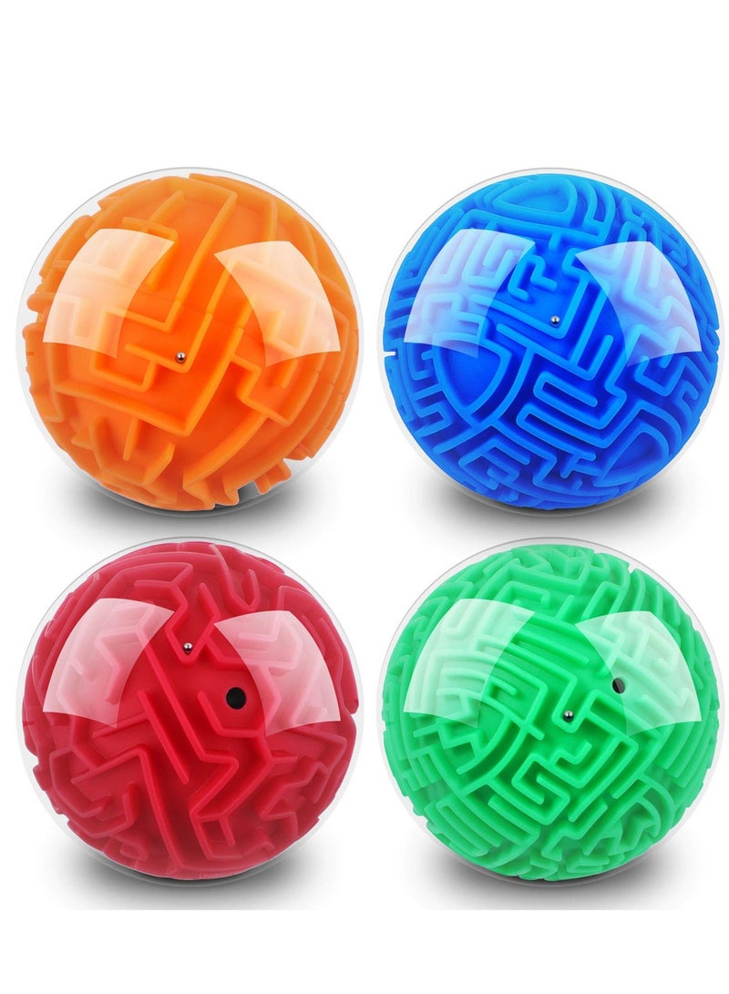 SYOSI 4 Pieces 3D Maze Ball Maze Puzzle Ball Magic Brain Teasers Games Sphere Educational Puzzle Toys Maze Puzzle Cube Ball for Adults and Students Teens and Hard Challenges Game Lover - Image 1