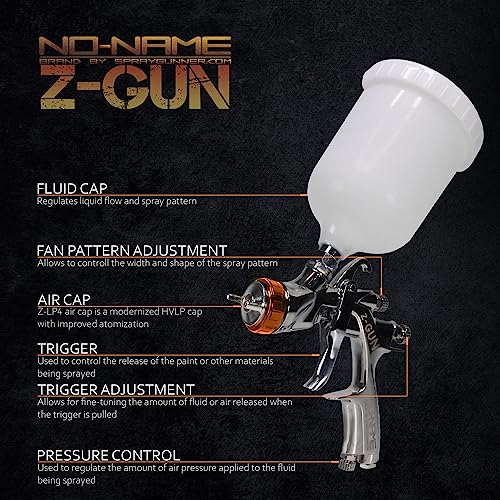 No-Name Automotive Paint Spray Gun with Adapter Z-Gun by NO-NAME Brand Z-Gun Base (1.3mm) - Image 2