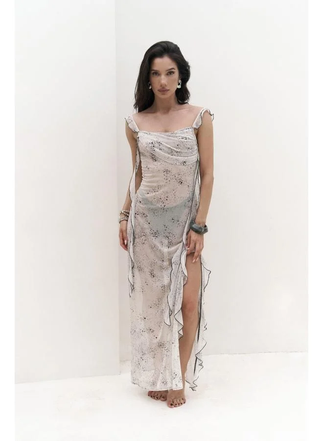 Bohemai  Magi Ruffle Detail Beige Long Dress. for Women | Best Price UAE