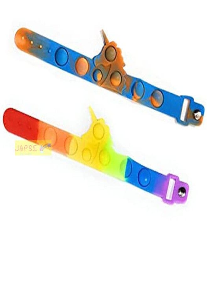 JAPSI Unicorn Shaped Pop it Band ; Friendship Band ; Rakhi Band for Kids/Toddlers ;Fidget Toy Bracelet ; Silicone Wristbands ;Multi Color (Pack of 2) - Image 1