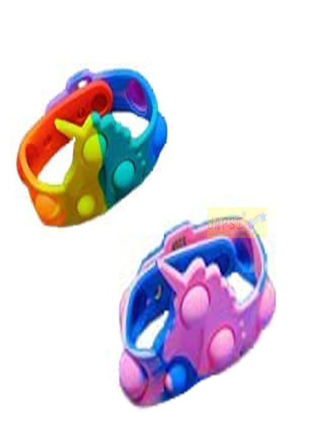 JAPSI Unicorn Shaped Pop it Band ; Friendship Band ; Rakhi Band for Kids/Toddlers ;Fidget Toy Bracelet ; Silicone Wristbands ;Multi Color (Pack of 2) - Image 2