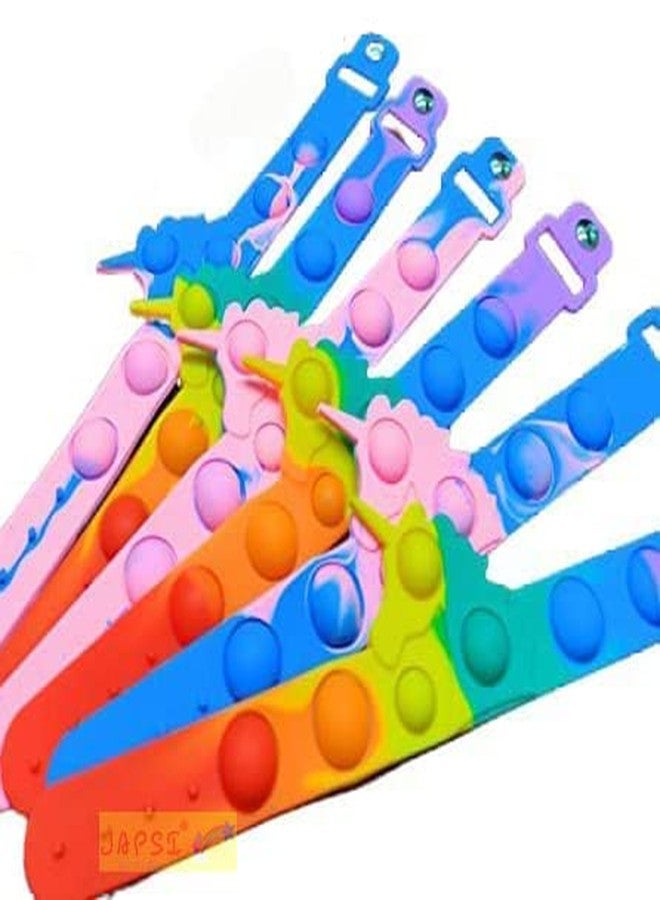JAPSI Unicorn Shaped Pop it Band ; Friendship Band ; Rakhi Band for Kids/Toddlers ;Fidget Toy Bracelet ; Silicone Wristbands ;Multi Color (Pack of 2) - Image 3