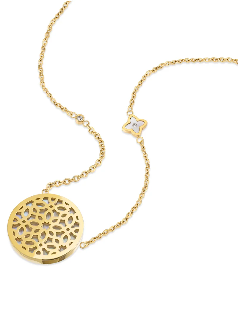 شيروتي 1881 Arabesque.4 Gold Plated Necklace with Round Pendant for Women