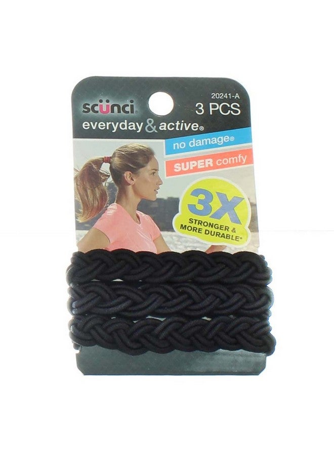 سكانشي شرائط مطاطية مضفرة بثلاثة خيوط للاستخدام اليومي والنشط من Scunci، لا تسبب التلف، مريحة للغاية، أقوى بثلاث مرات (ألوان متنوعة) 3 قطع - Image 4
