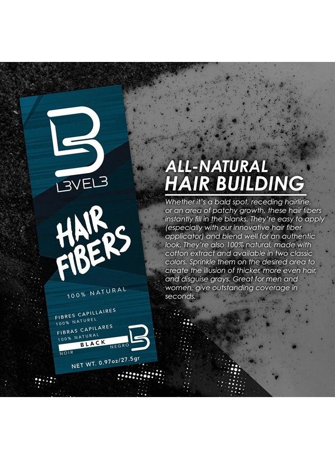 L3 Level 3 Hair Fibers - Cover Bald Spot or Thinning Hair - Natural Looking Finish - Instant Grey Coverage and Thicker Hair (Black)  - Image 2