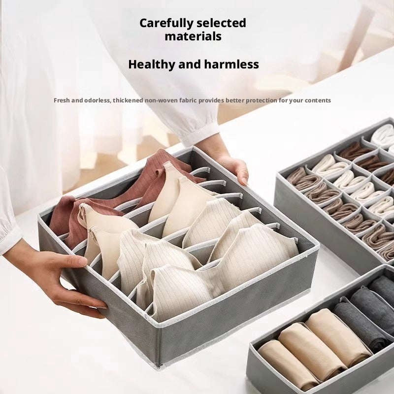صندوق تخزين ملابس داخلية لغرفة النوم، قابل للطي، مقاوم للغبار، مجموعة تنظيم من 4 قطع، قماش - Image 2