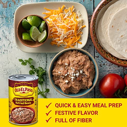 Old El Paso Traditional Canned Refried Beans, 1 Can, 16 oz (Pack of 12) - Image 3
