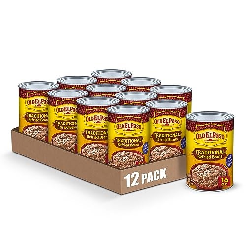 Old El Paso Traditional Canned Refried Beans, 1 Can, 16 oz (Pack of 12) - Image 1