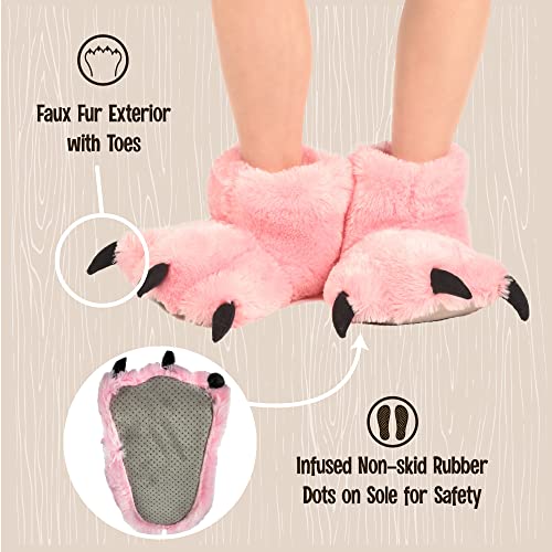 Lazy One Animal Paw Slippers for Kids and Adults, Fun Costume for Kids, Cozy Furry Slippers (Pink, Small) - Image 5