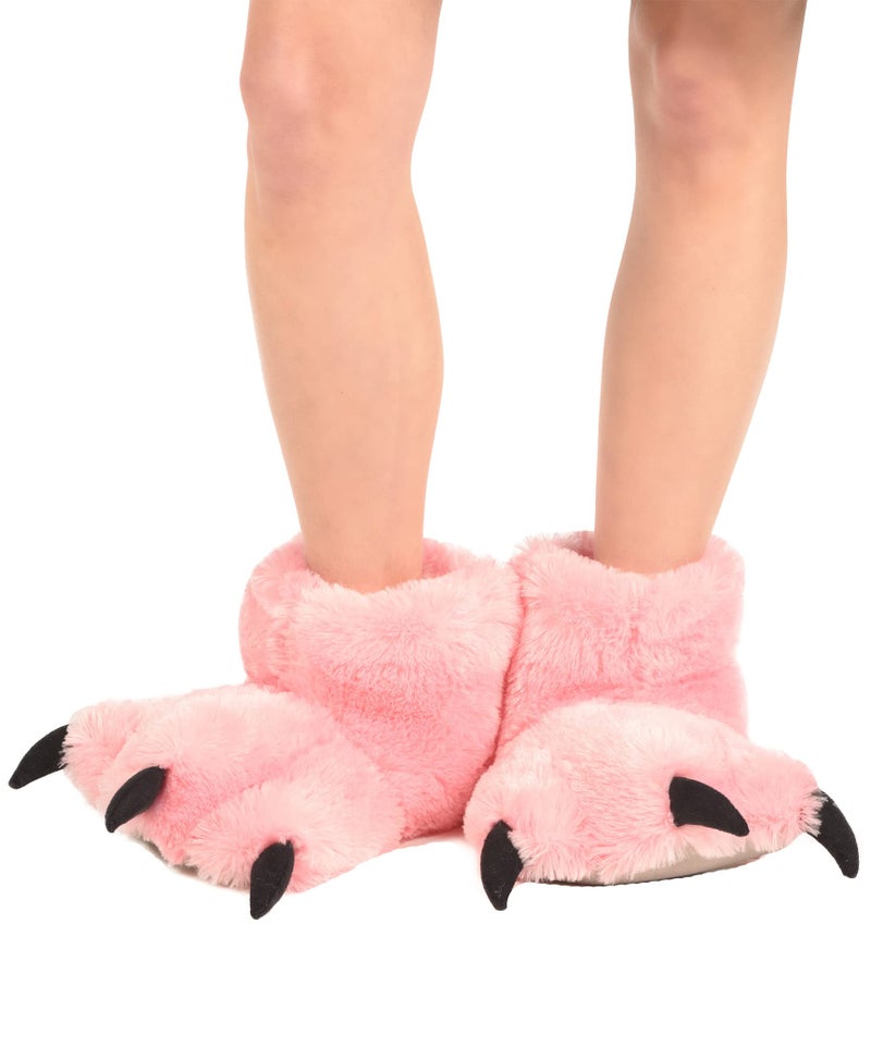 Lazy One Animal Paw Slippers for Kids and Adults, Fun Costume for Kids, Cozy Furry Slippers (Pink, Small) - Image 2