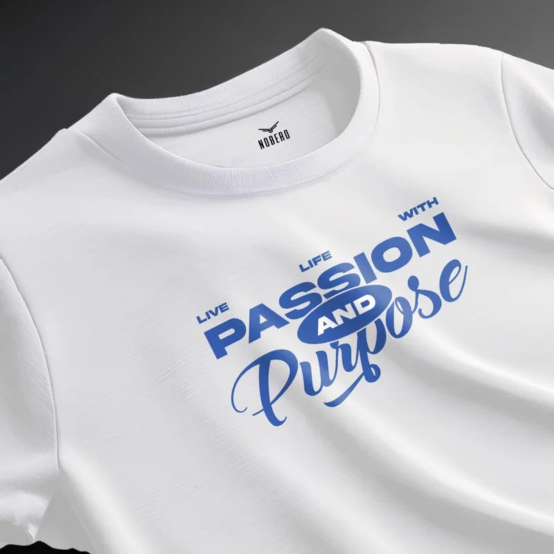 NOBERO Men's White Graphic Printed T-Shirt