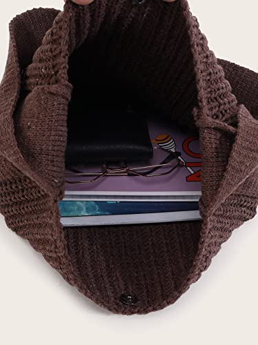ENBEI Women's Handcrafted Crochet Tote Bag Knit Shoulder bag,All-Season Handwoven Beach Bag, Cute Eco-Friendly Handmade Tote for Shopping, Travel, Daily Use, Gift Box Packaging（Brown - Image 2