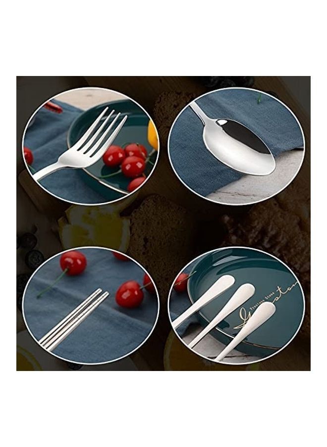 NIBEMINENT 8-Piece Portable Cutlery Set Silver - Image 2