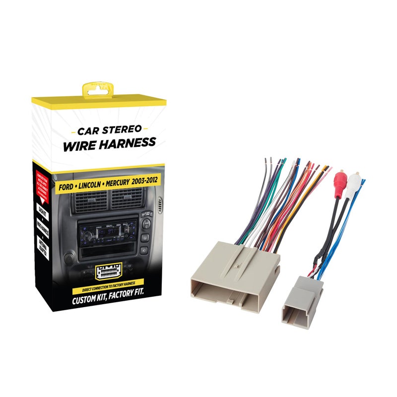 Scosche FDK11B Aftermarket Radio Wiring Harness for Select Factory Amplified 2003-12 Ford, Lincoln and Mercury Vehicles - Car Stereo Wire Harness - Check Vehicle List Notes in Images for Your Model - Image 1