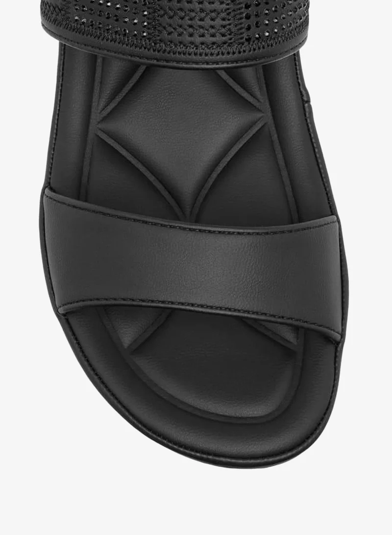 Le Confort BLACK Women Embellished Slip-On Sandals with Wedge Heels for Women | Best Price UAE