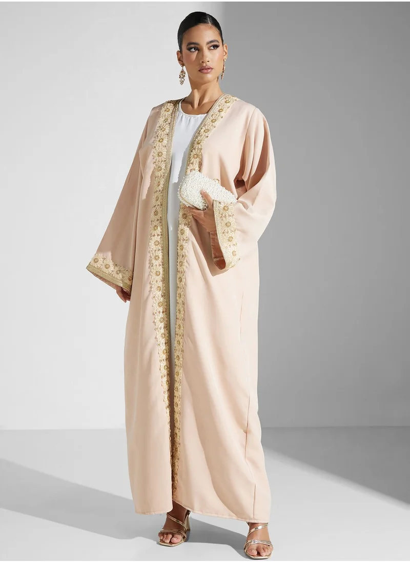 hayas closet Embellished Flared Sleeve Abaya