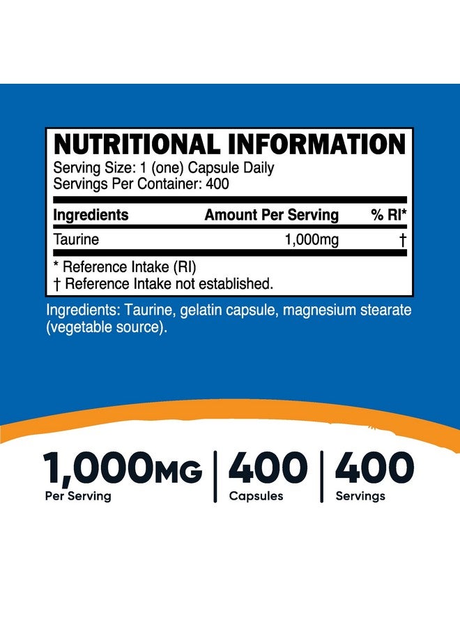 Nutricost Taurine 1000mg, 400 Capsules - Image 2