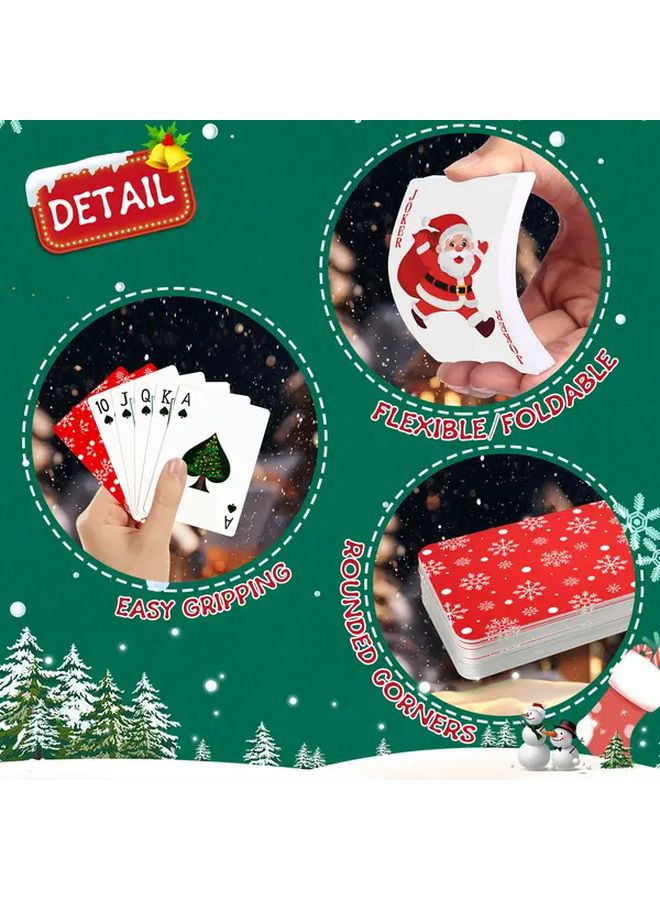 Christmas Themed Playing Cards Set 2 Decks Santa Claus Snowy Scene For Family Game Nights - Image 3