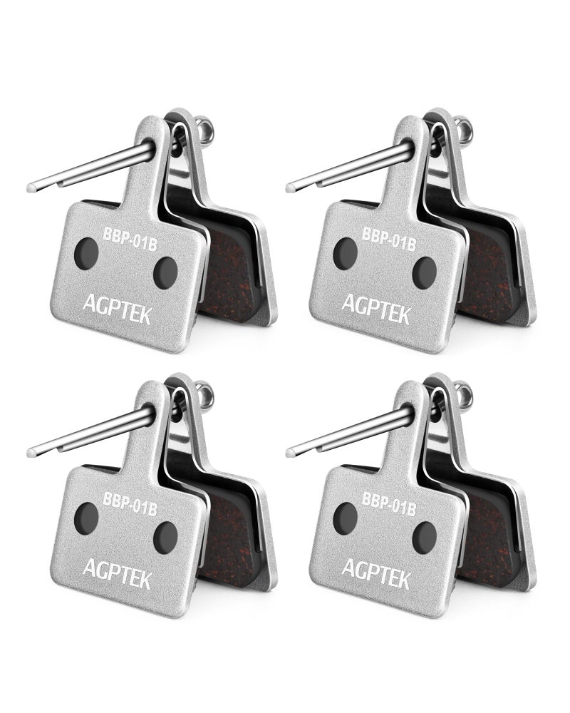 Agptek Bike Brake Pads  High-Performance Brake Pads  Disc Brake Pads & Spring (Semi-Metallic) For Mountain Bike Disc Brakes  4 Pairs Bike Pads  Compatible With Trp Tektro Shimano Deore Br-Silver - Image 1
