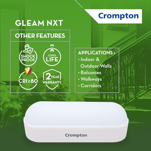 Crompton 20W Wall Lamp LED Rectangle Shape Outdoor Bulkhead Waterproof Light for Outdoor Garden Bathroom Light (Cool Day Light Pack of 1) - Image 3