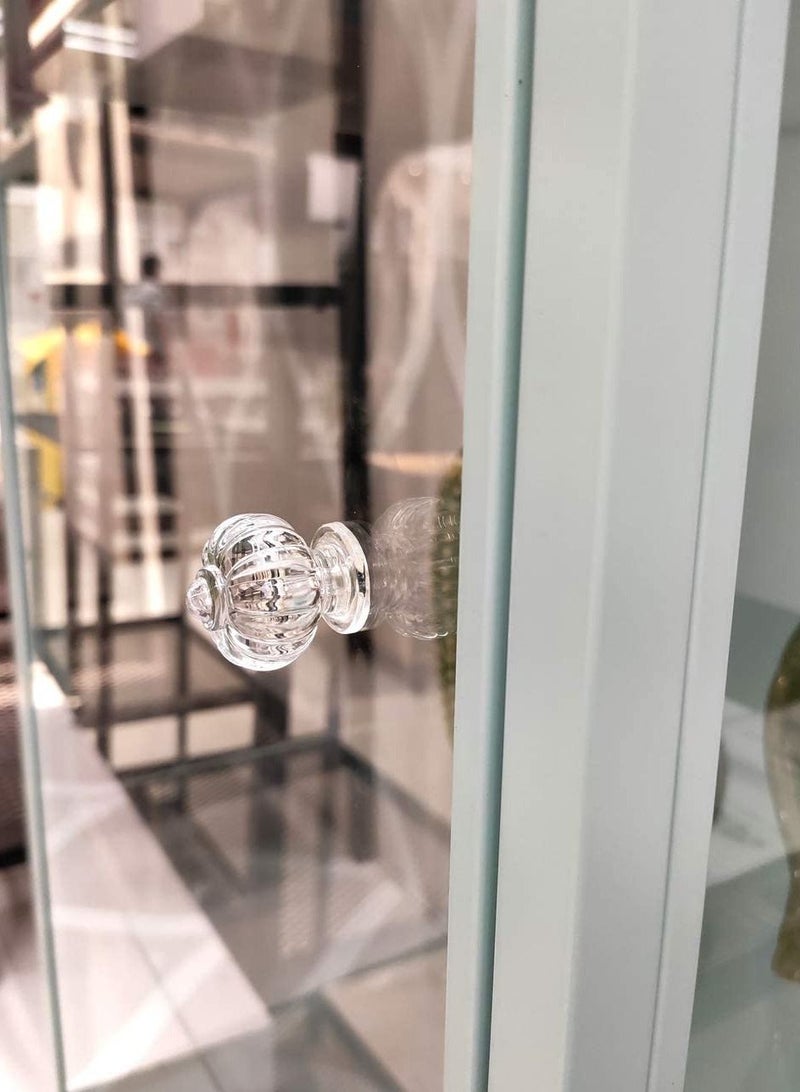 SYOSI 5pcs Wardrobe Knob Dresser Drawer Kitchen Door for Handles Diamond Drawers Handle Cupboard Bathroom Pull Bottom Acrylic Pulls or Clear Round Shaped Silver Transparent Room Kids - Image 2