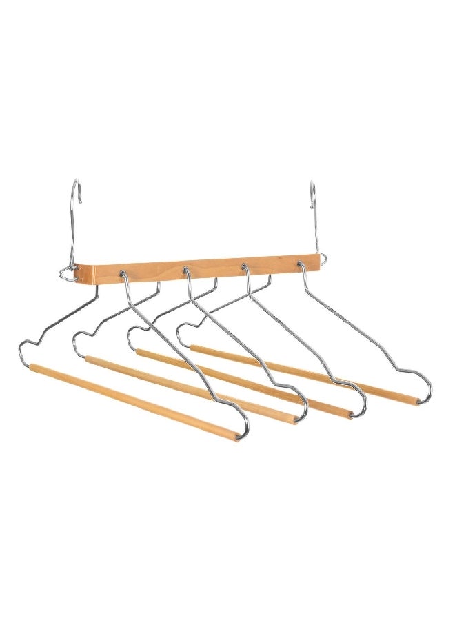 Five Simply Smart Durable High Quality Wood and Metal Cloth Hanger Beige and Silver 44.5 x 41 x 3 cm 151521 - Image 1
