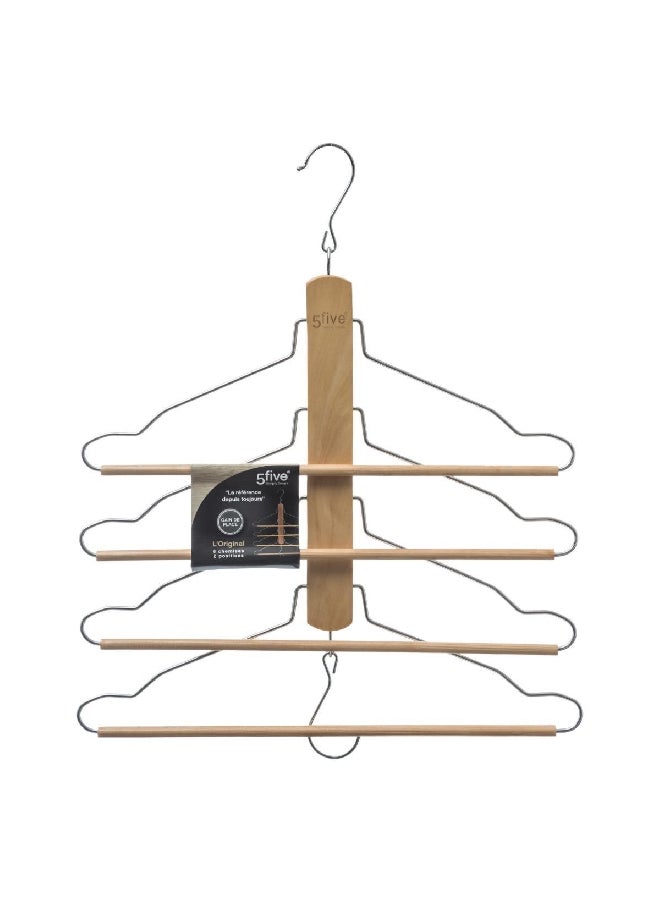 Five Simply Smart Durable High Quality Wood and Metal Cloth Hanger Beige and Silver 44.5 x 41 x 3 cm 151521 - Image 2