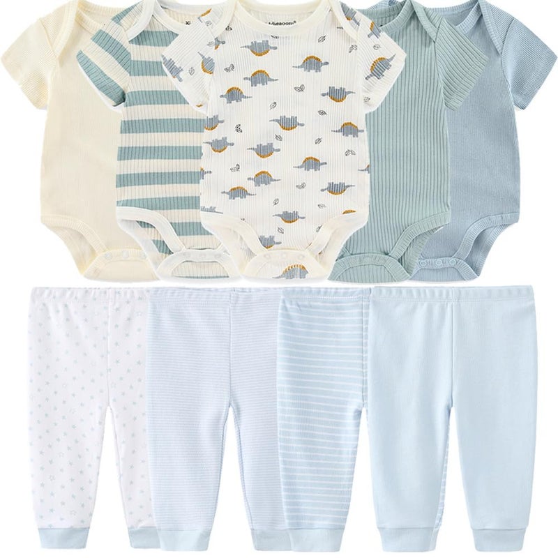 Kiddiezoom Baby Layette Set Baby Boys' 9-Piece Bodysuits Pants Set Toddler Girl Boy Unisex Baby Gift Sets - Image 1
