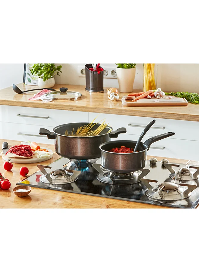 Tefal TEFAL EASY COOK AND CLEAN | Saucepan 20 cm | easy clean | non stick coating | thermo signal™ | heat indicator | diffusion base | healthy | safe cookware | Made in France | 2 Years Warranty | B5543002 Black - Black Coffee Ultra