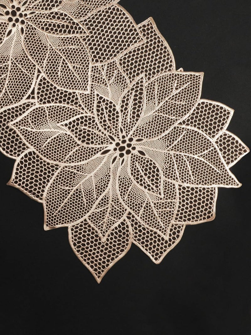 Wings Star Flower Shape Design Soft PVC Table Runner for Dining Table with Waterproof, Heat Resistant, Easy to Clean, Non-Slip Surface, (Pack of 1 Size- 92cm X 36cm - Gold RN02) - Image 3