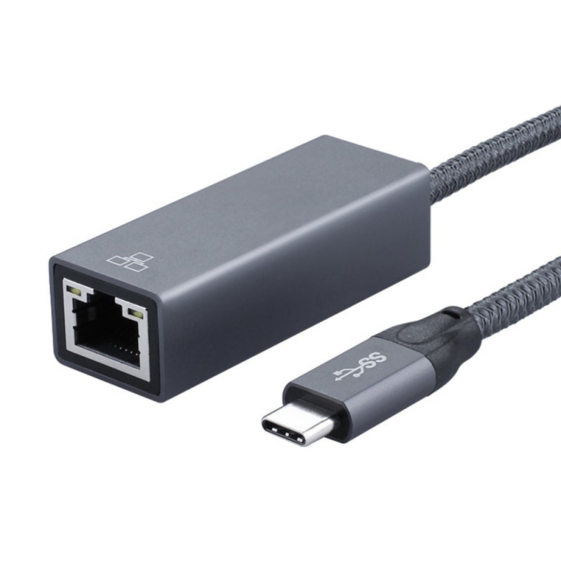 Type C Ethernet Adapter: Grey, 1000Mbps Fast Transmission, Stable Connection - Low Latency, Portable Plug Play RJ45 Adapter for Wide Device Compatibility & Movable Wired Network Use - Image 1