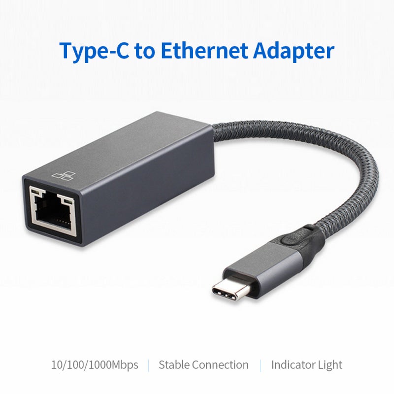 Type C Ethernet Adapter: Grey, 1000Mbps Fast Transmission, Stable Connection - Low Latency, Portable Plug Play RJ45 Adapter for Wide Device Compatibility & Movable Wired Network Use - Image 2