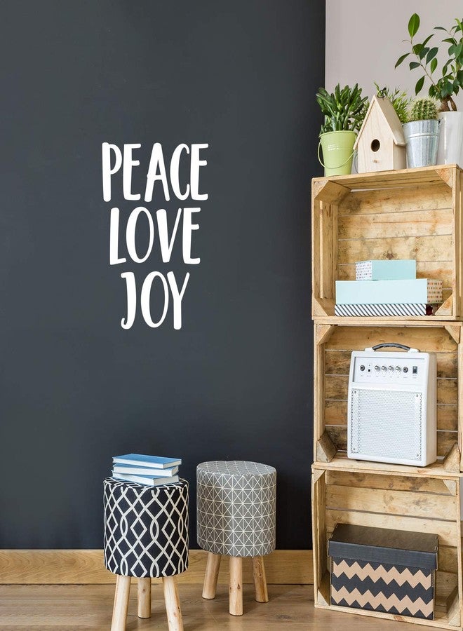 Printique Vinyl Wall Art Decal - Peace Love Joy - 22" x 17" - Trendy Inspirational Self Esteem Quote Sticker for Home Bedroom Work Office Living Room Store Decor (White) - Image 1