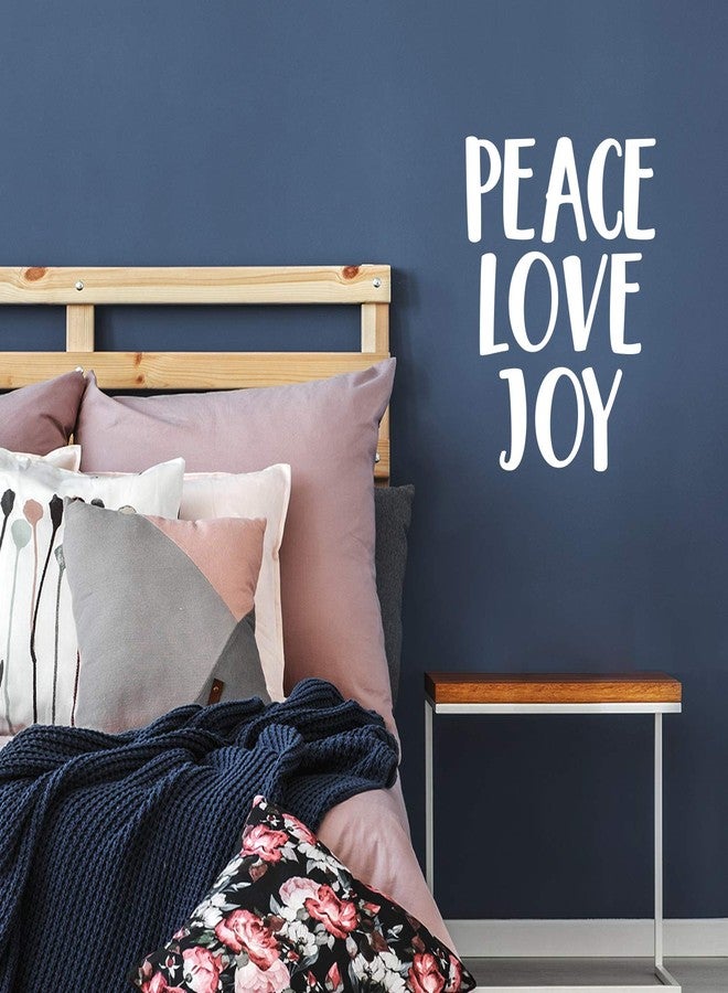 Printique Vinyl Wall Art Decal - Peace Love Joy - 22" x 17" - Trendy Inspirational Self Esteem Quote Sticker for Home Bedroom Work Office Living Room Store Decor (White) - Image 2